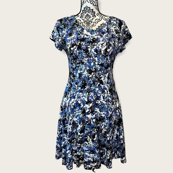 Parker Floral Exposed Zipper Mini Fit and Flare Dress size L - Picture 1 of 8